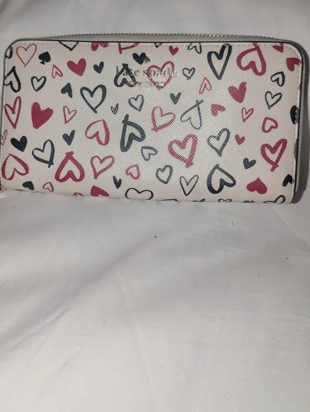 Kate Spade Staci Scribble Hearts Print Continental Zip Wallet